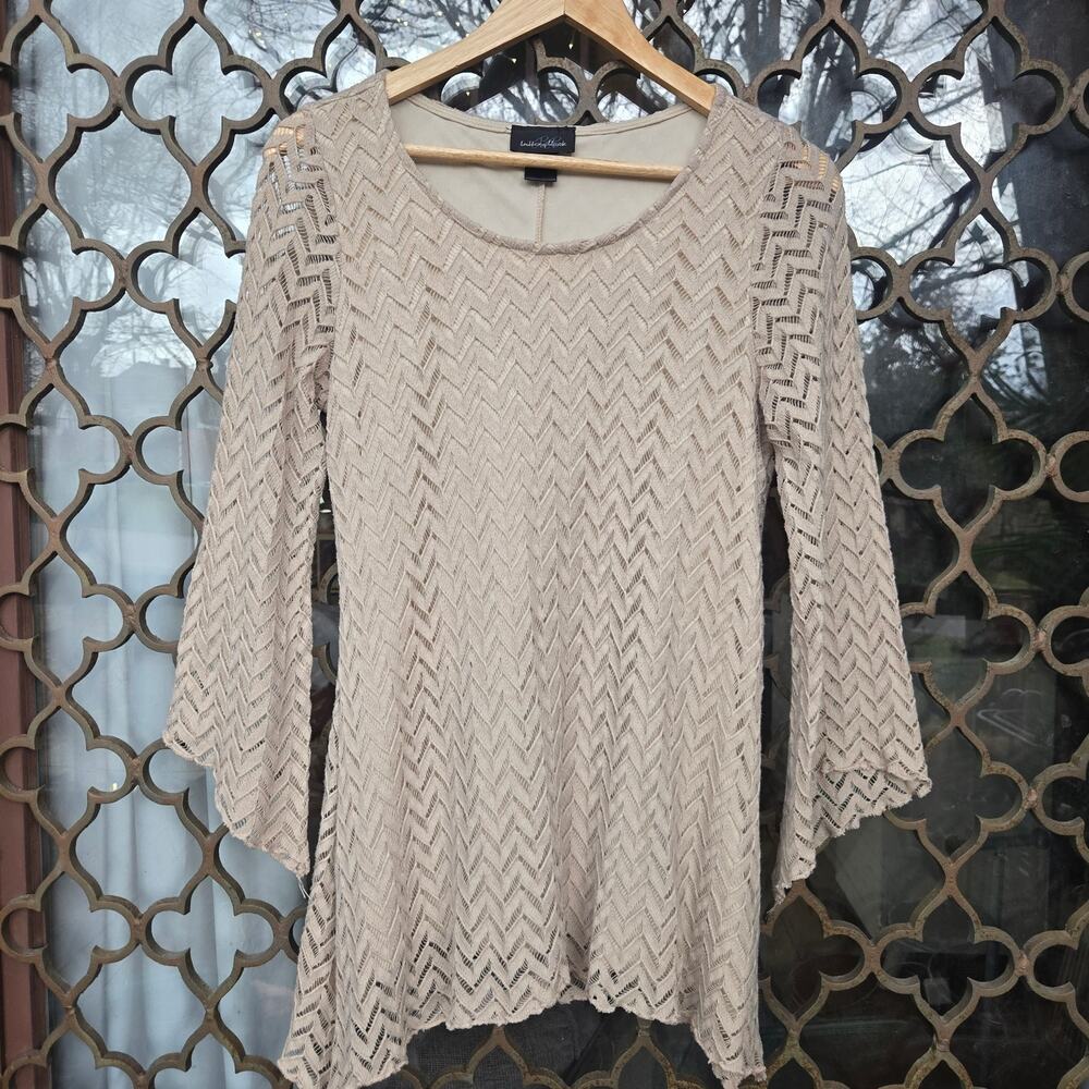Cynthia Rowley Women Y2K Whimsy Fairy Boho Sheer Lace Asymmetrical Tunic Top M
